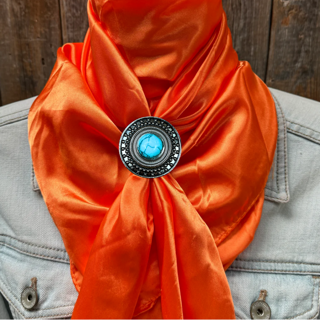 35X35" Solid Orange Wild Rag / Scarf WRS20 - Western Concho Wild Rag Slides - Assorted