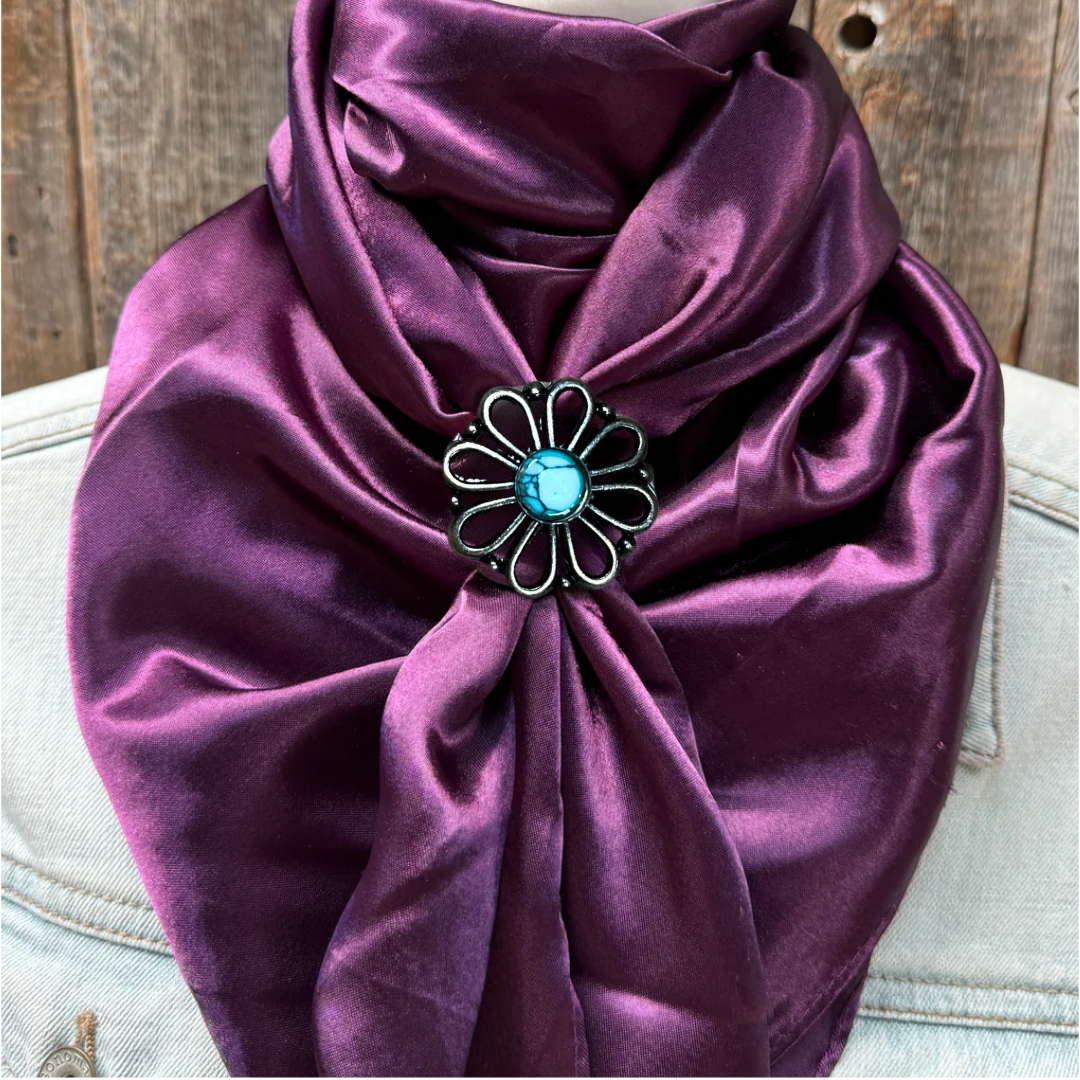 35X35" Solid Plum Wild Rag / Scarf WRS21 - Western Concho Wild Rag Slides - Assorted