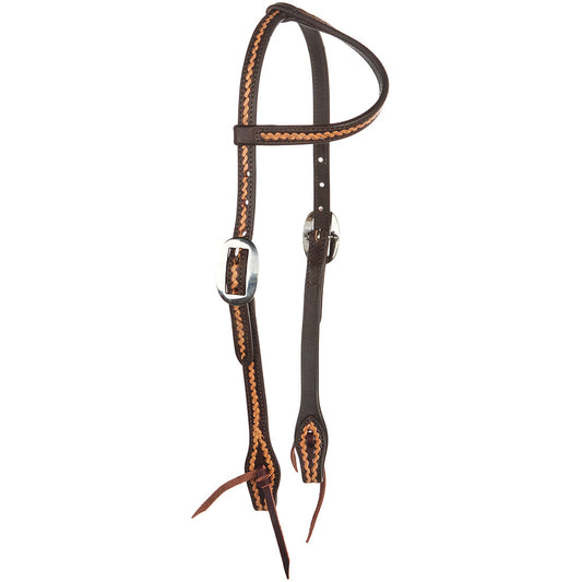 WD-RTSEH-MO Medium Oil Rope Tooled 5/8" Single Ear Headstall