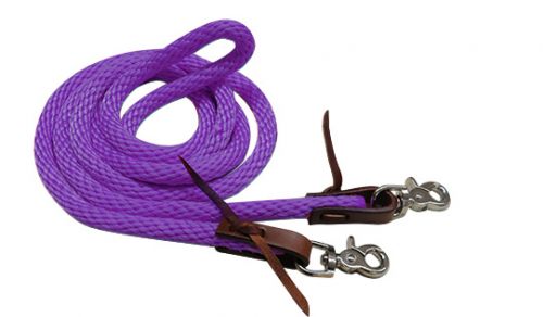 19246 - 96" Derby nylon barrel reins with scissor snap ends.-PURPLE