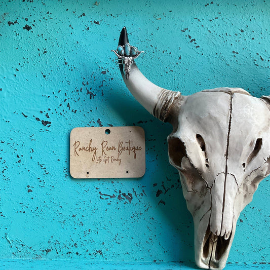 Western Hand Craft Stone Steer Head Adjustable Ring