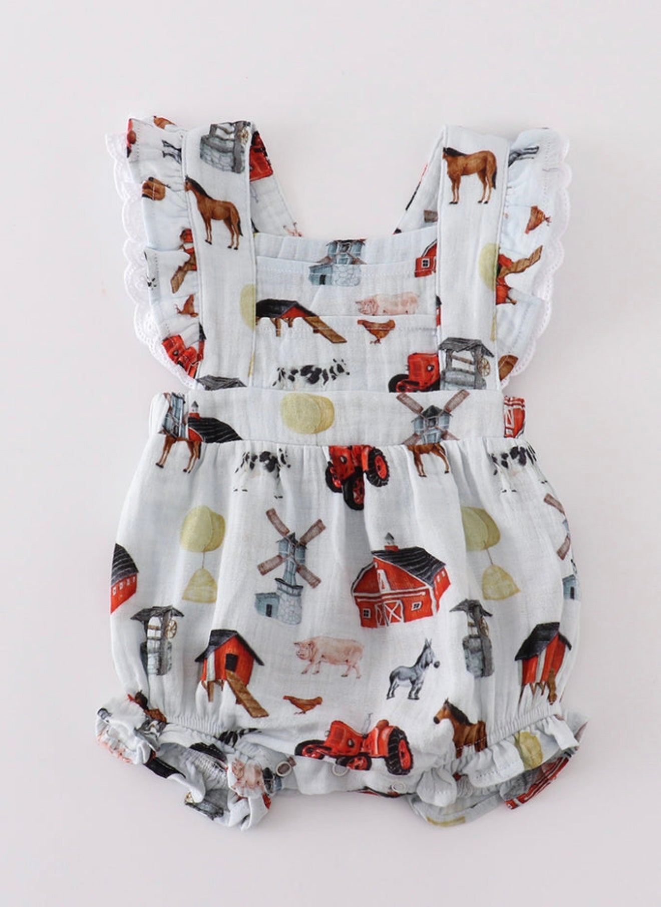 Muslin Ruffle Farm Romper (FINAL SALE)