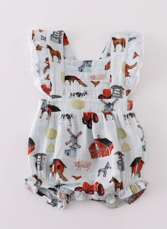 Muslin Ruffle Farm Romper (FINAL SALE)