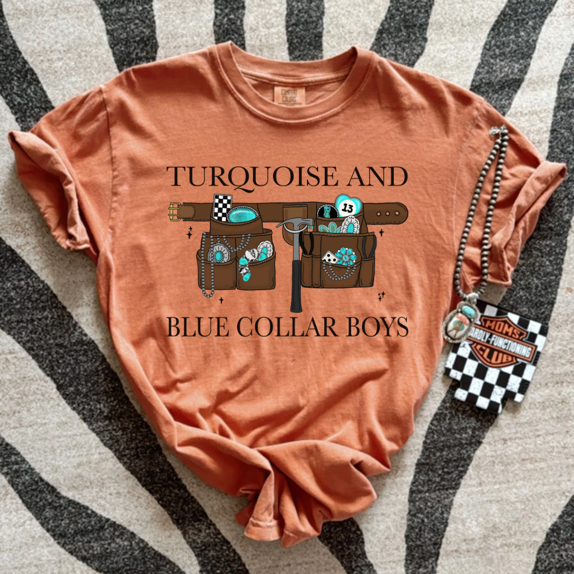 Turquoise and Blue Collar Boys Tee