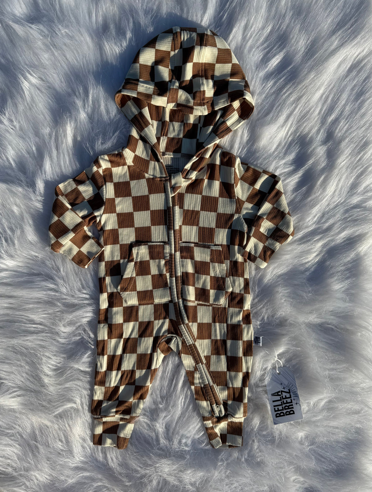 Checkered Hooded Bamboo Romper