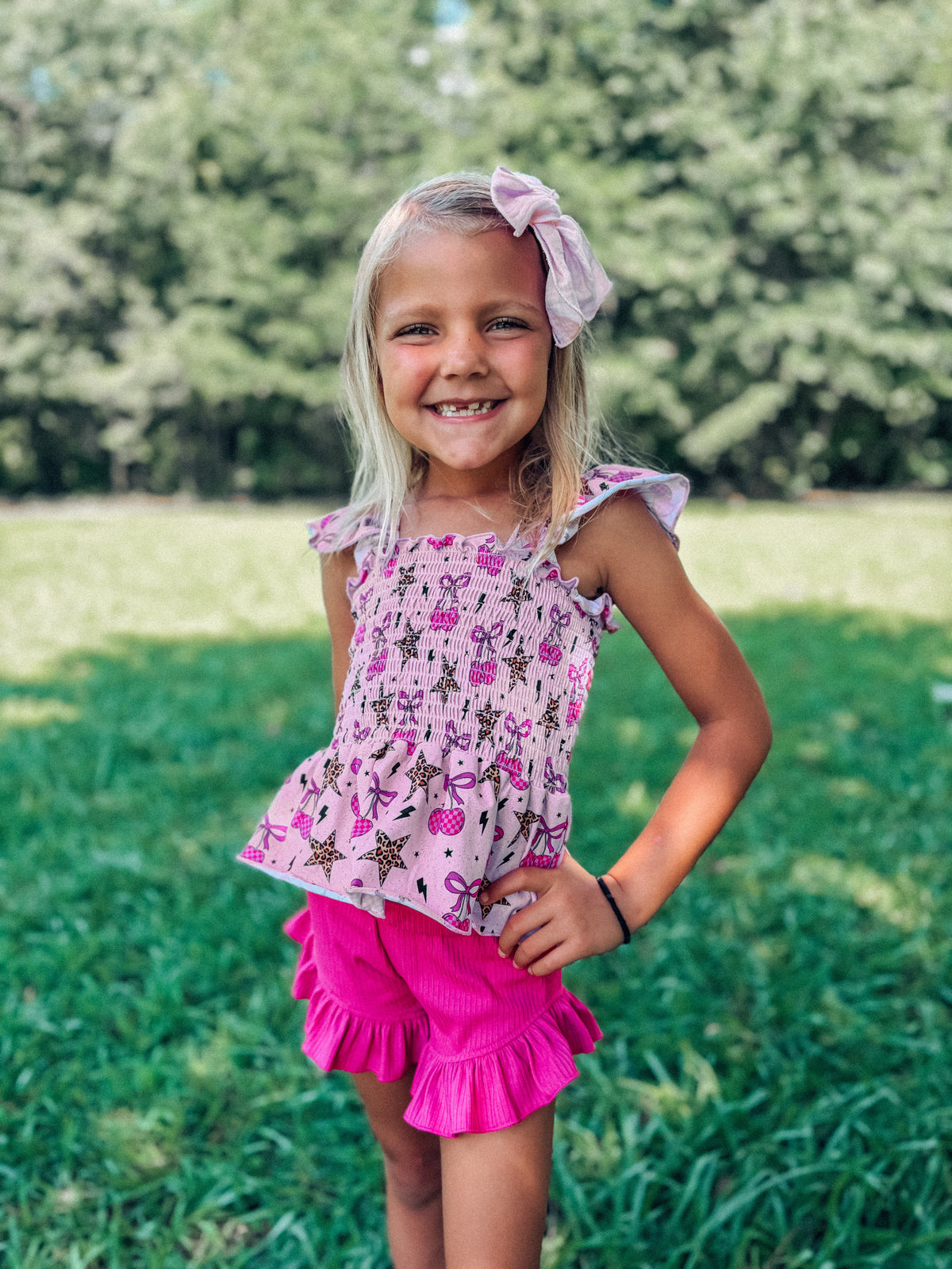 Newborn Wild Cherry Scrunch Top  (FINAL SALE)