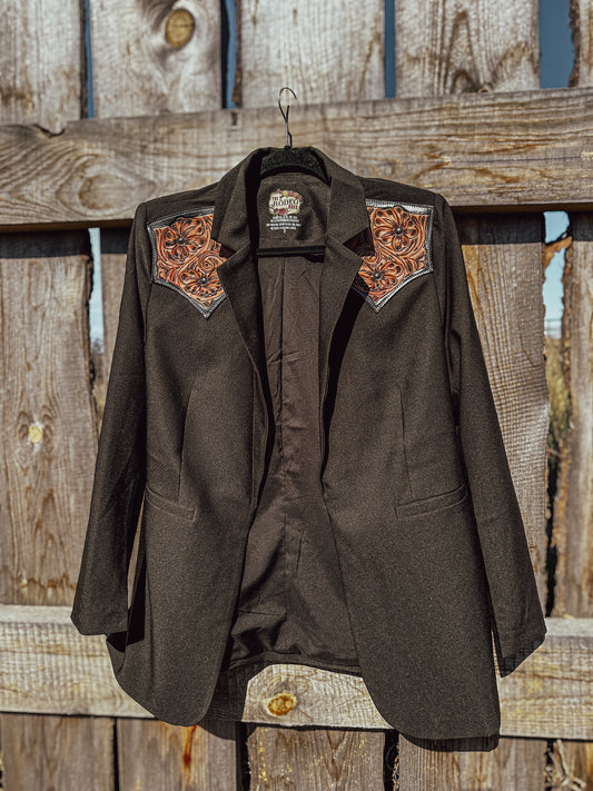 Hand tooled yoke blazer