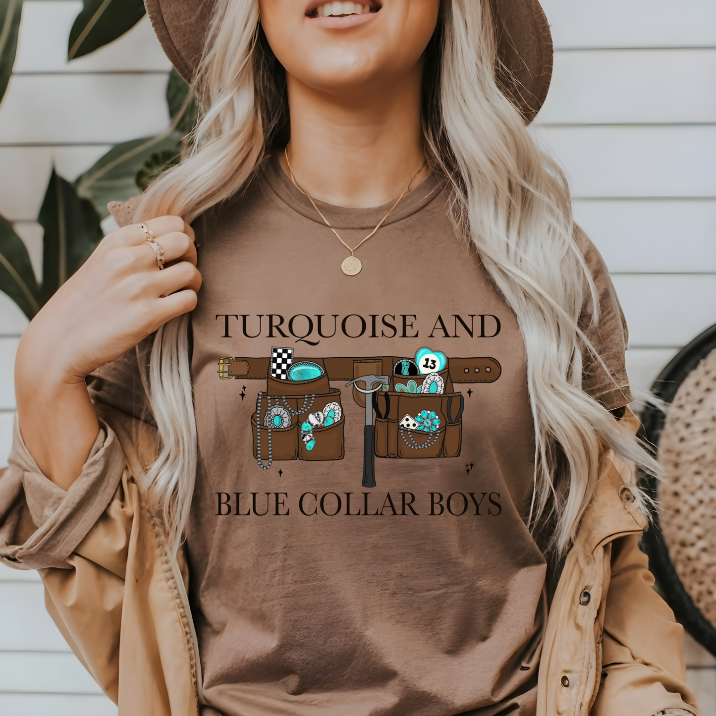 Turquoise and Blue Collar Boys Tee