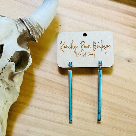 Stone Bar Drop Stud Earrings
