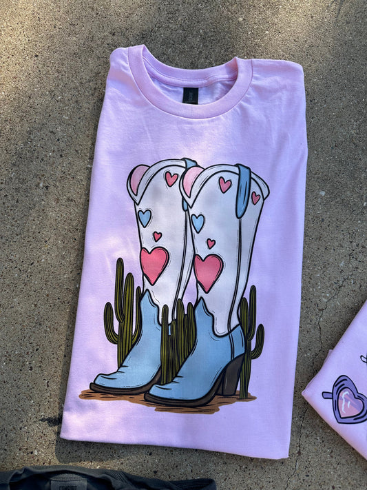Cowgirl Boot Love Valentines Graphic