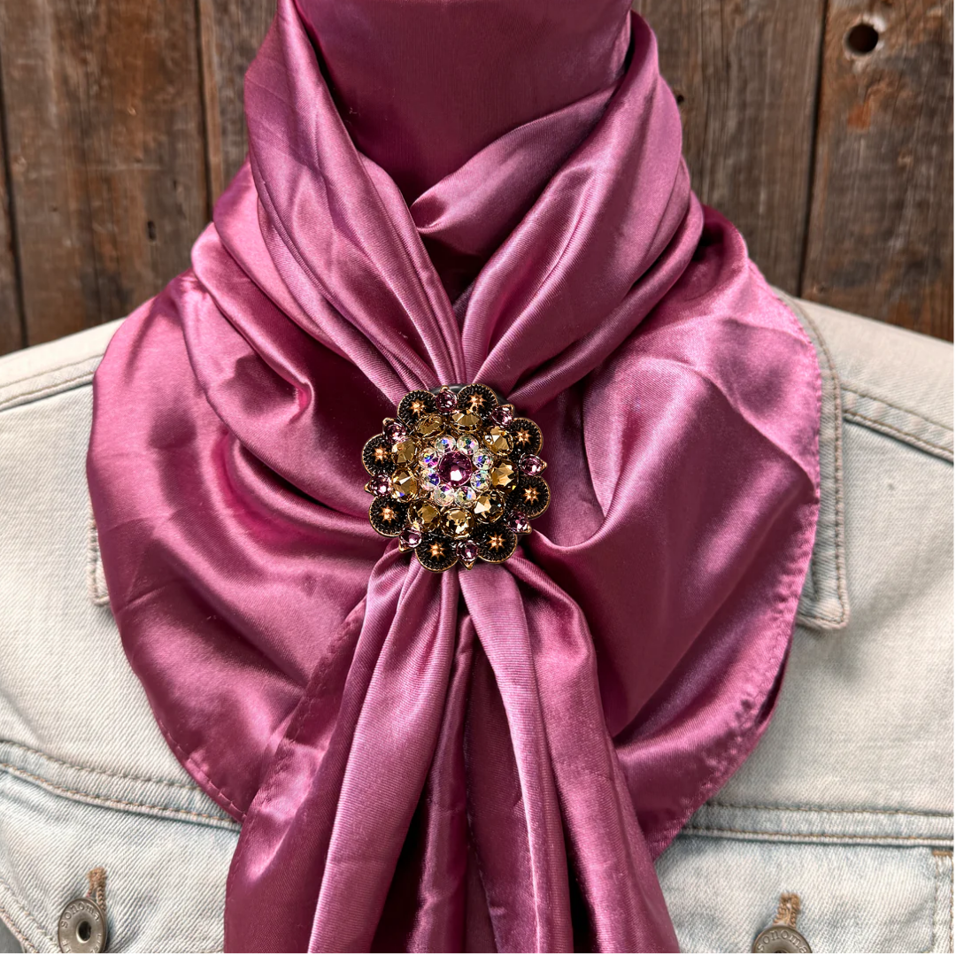 35X35" Solid Rose Wild Rag / Scarf WRS6 - Crystal Concho Wild Rag Slides - Assorted