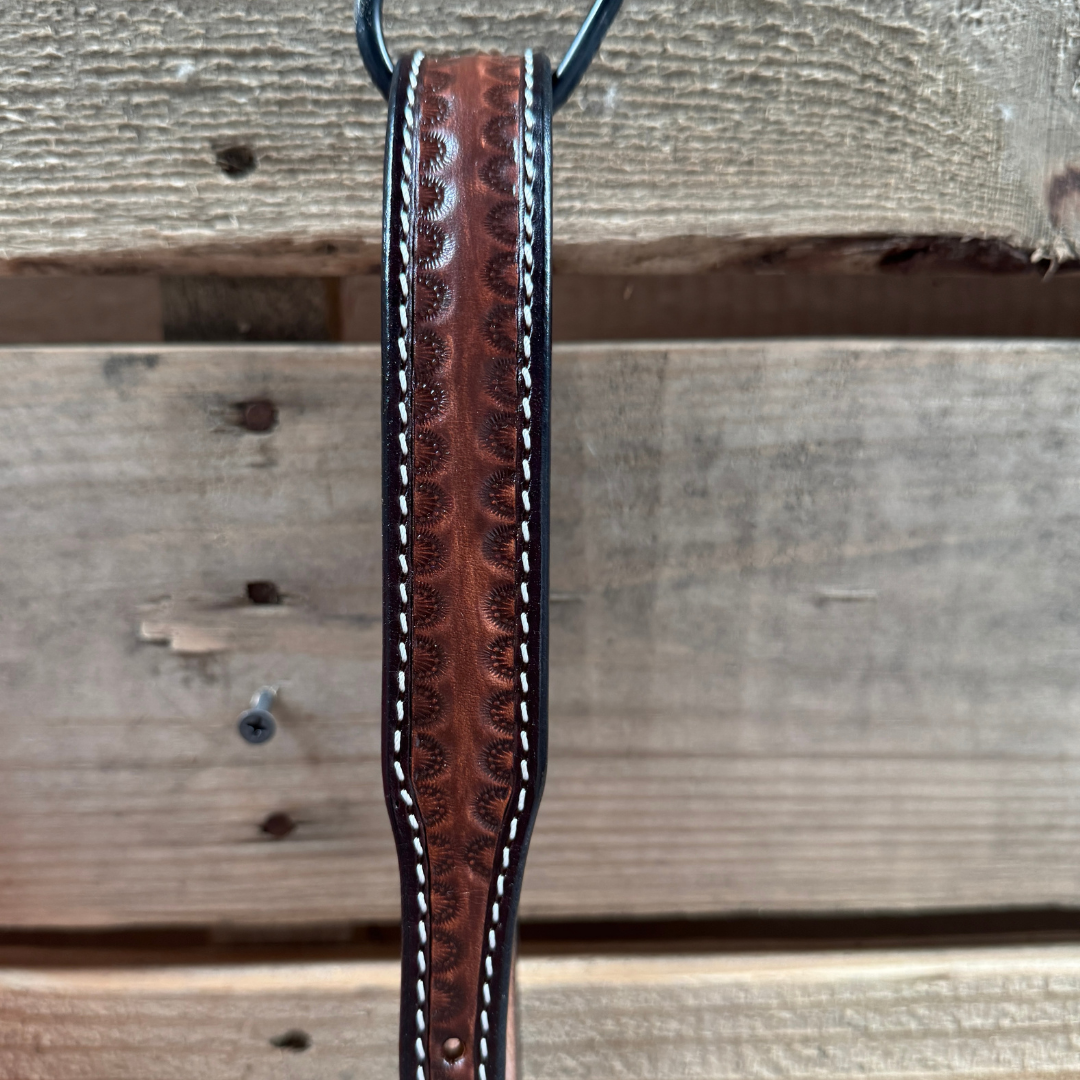 Black Flower Power Tooled Lariat & Leather Combo Halter
