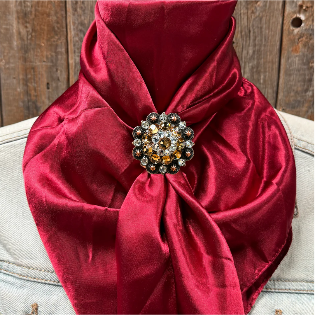 35X35" Solid Burgundy Wild Rag / Scarf WRS14 - Crystal Concho Wild Rag Slides - Assorted