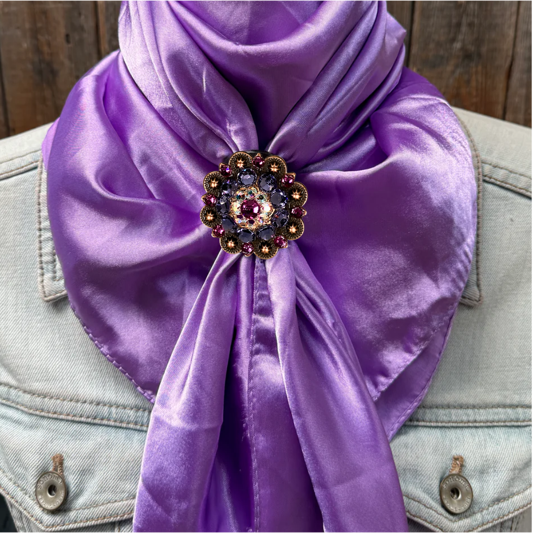 35X35" Solid Lavender Wild Rag / Scarf WRS13 - Crystal Concho Wild Rag Slides - Assorted