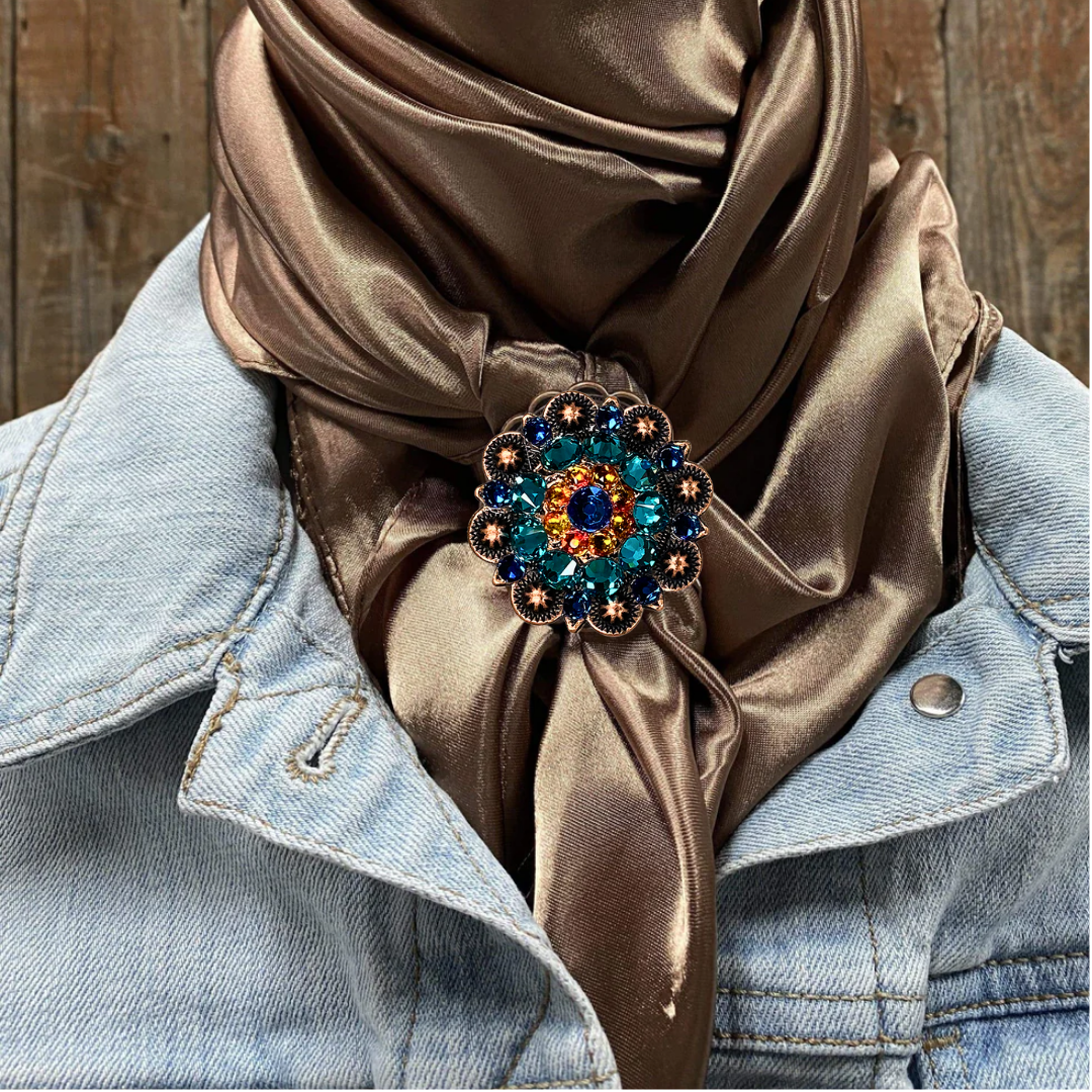 35X35" Solid Tan Wild Rag / Scarf WRS7 - Crystal Concho Wild Rag Slides - Assorted