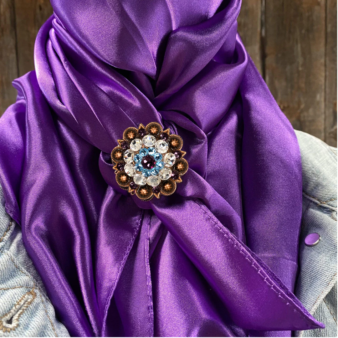 35X35" Solid Purple Wild Rag / Scarf WRS1 - Crystal Concho Wild Rag Slides - Assorted