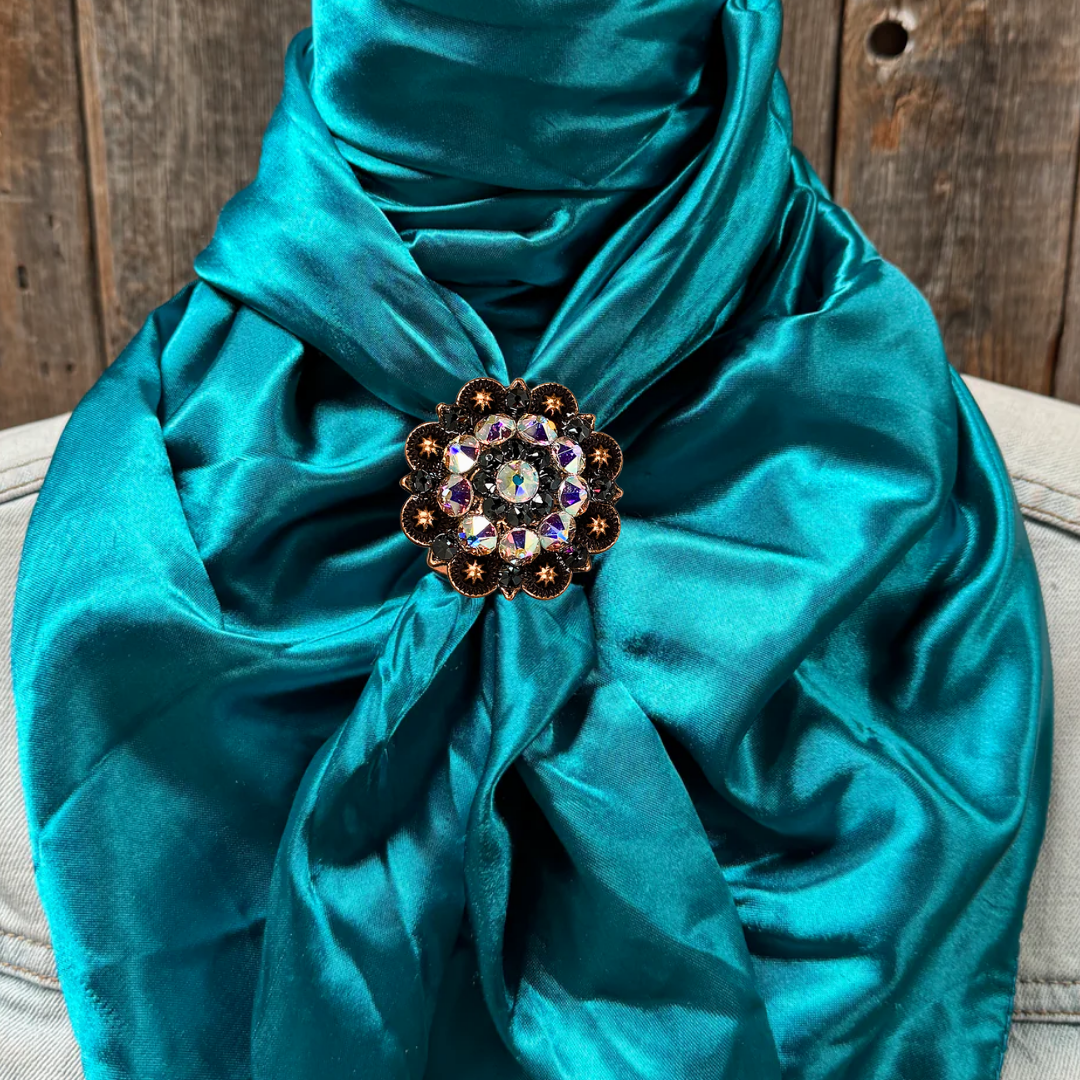 35X35" Solid Teal Wild Rag / Scarf WRS5 - Crystal Concho Wild Rag Slides - Assorted