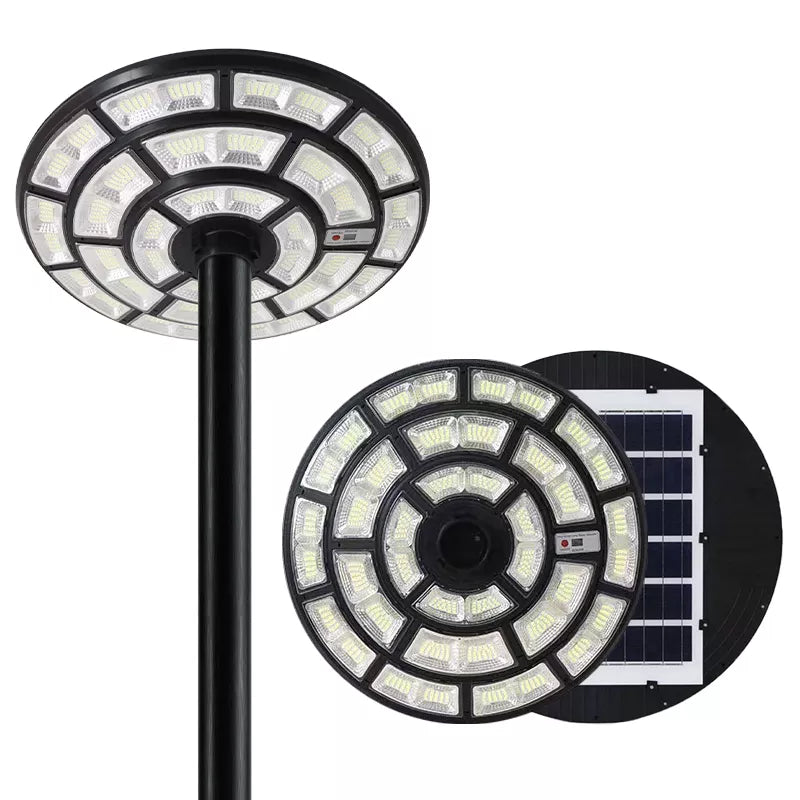 2500W Solar Outdoor Light Round 360° Wide Angle UFO Garden Pole And Wall Street Lights with Remote