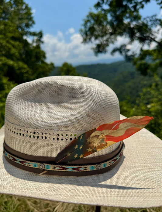 Patriotic Flag Western Hat Feather