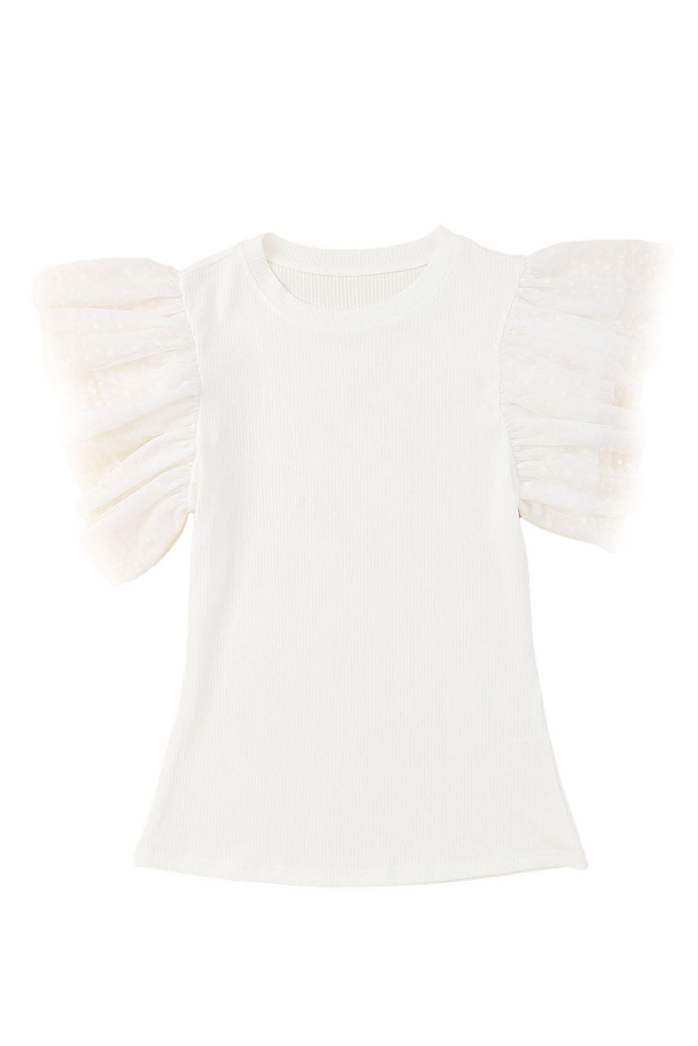 Ribbed Ruffle Sleeve Top