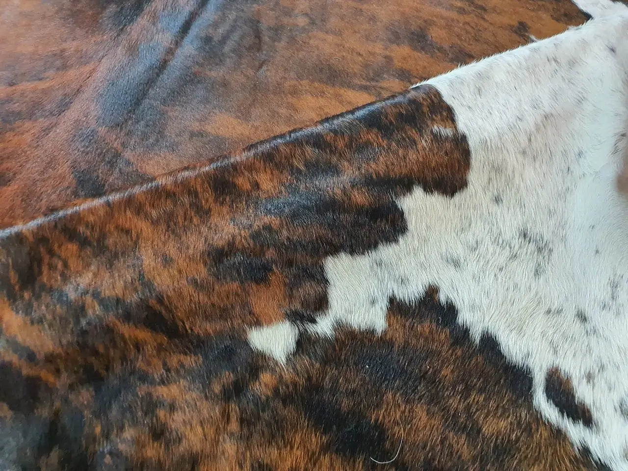 Brindle White Belly Brazilian Cowhide Rug: LARGE