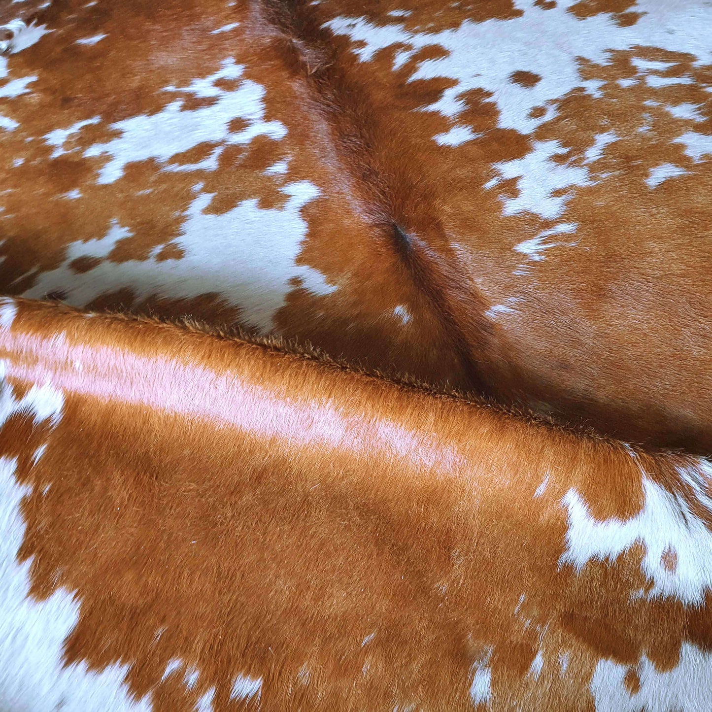 Brown and White Brazilian Cowhide Rug: XXL