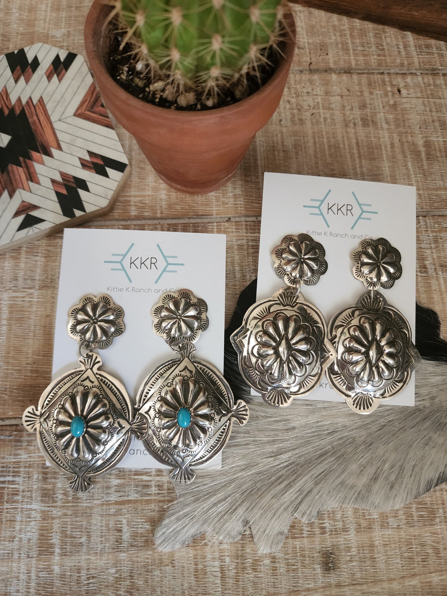 JENNIE BLACKGOAT DOUBLE CONCHO EARRINGS