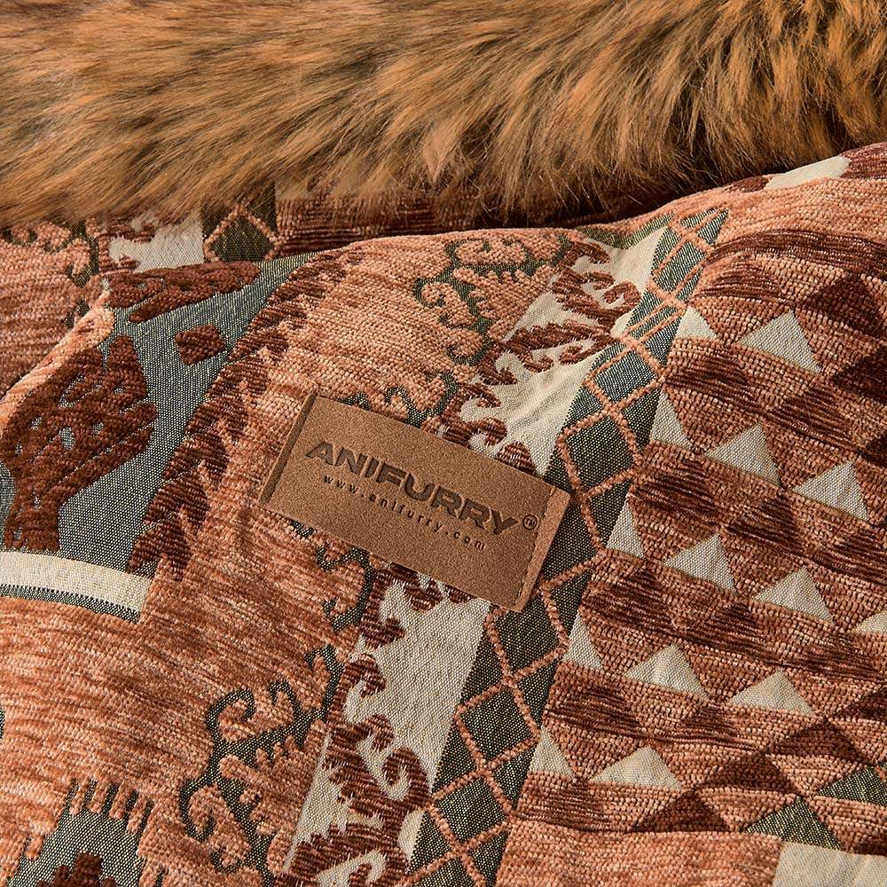 Kilim Chenille Faux Fur Blanket - Orange