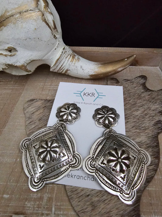 JENNIE BLACKGOAT DOUBLE CONCHO EARRINGS