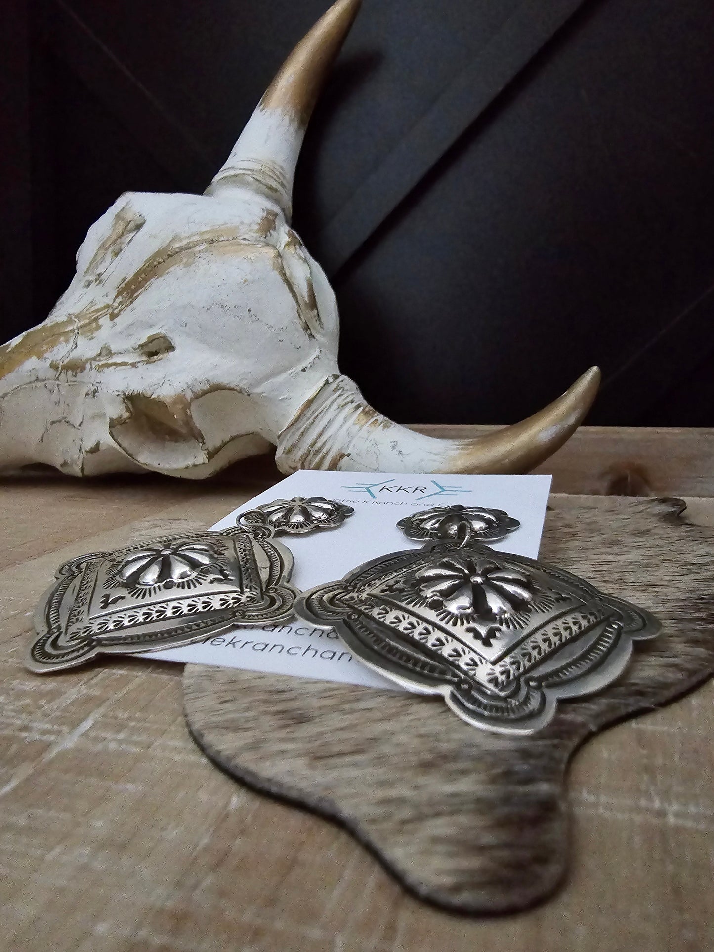 JENNIE BLACKGOAT DOUBLE CONCHO EARRINGS