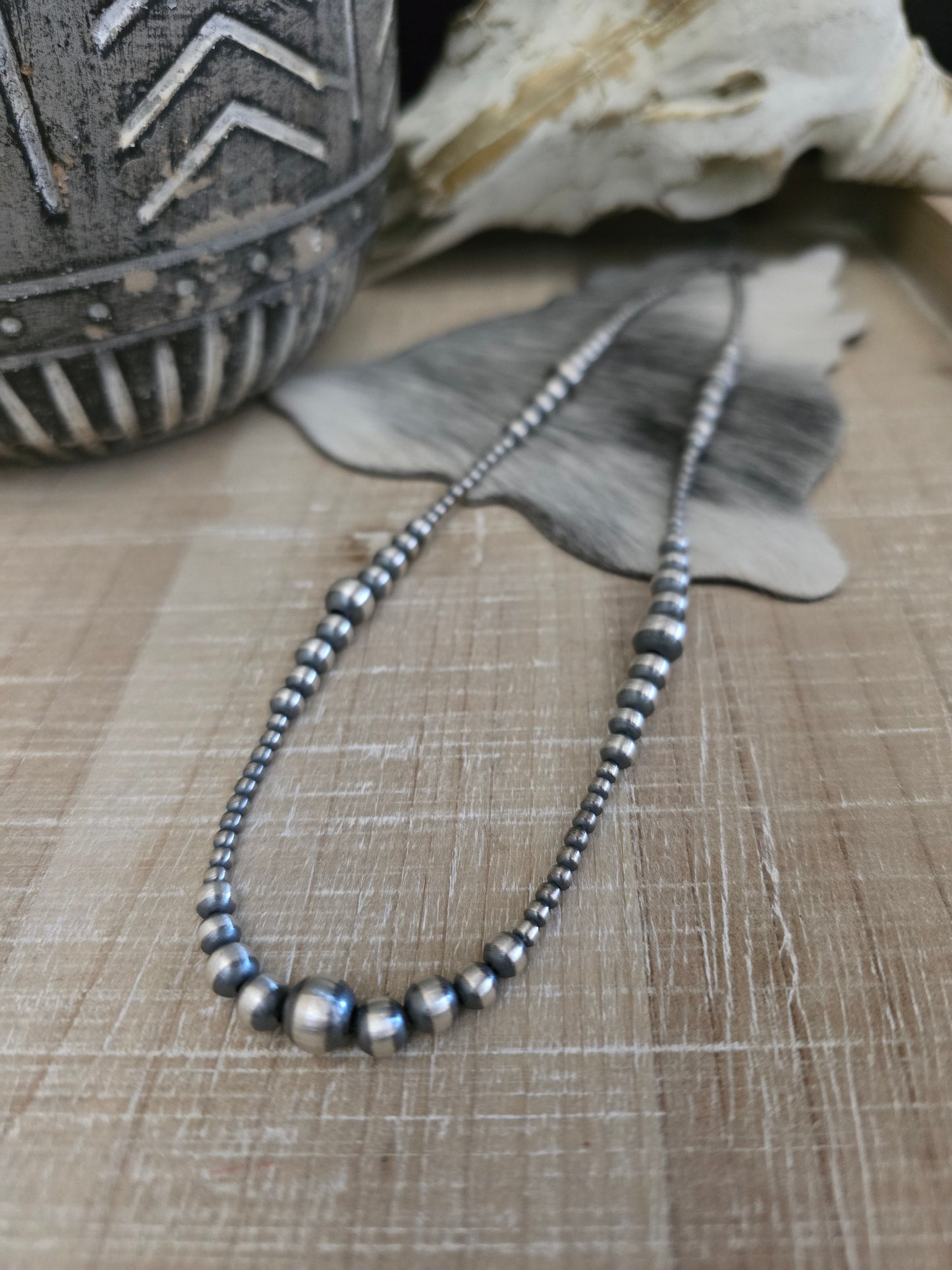 MULTI BEAD STERLING SILVER NAVAJO PEARL NECKLACE
