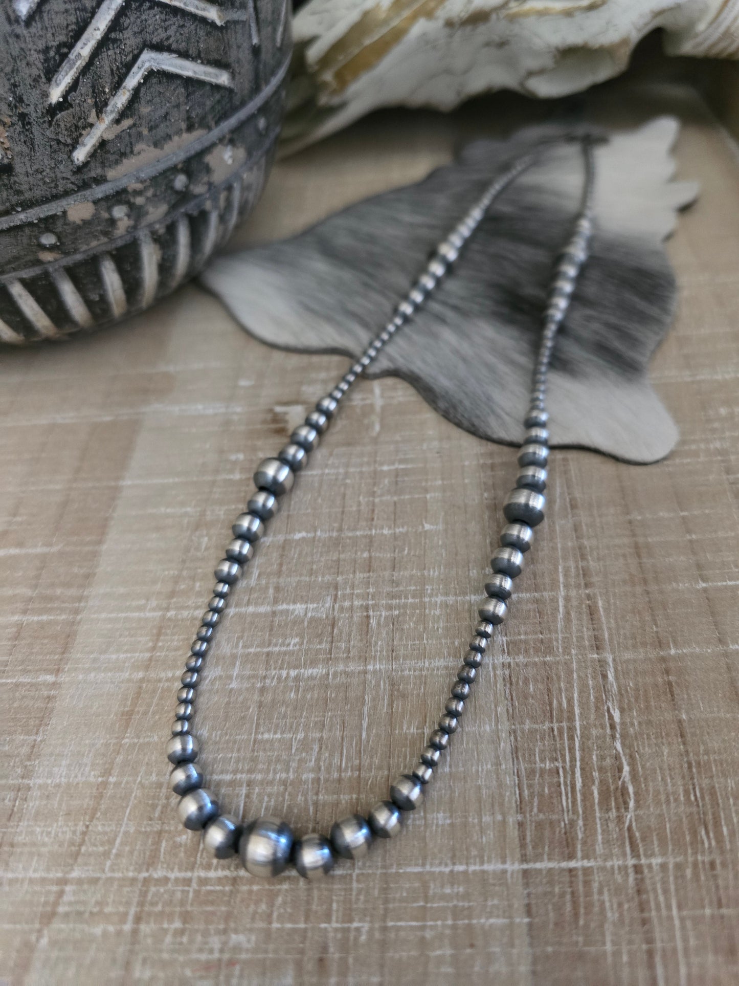 MULTI BEAD STERLING SILVER NAVAJO PEARL NECKLACE