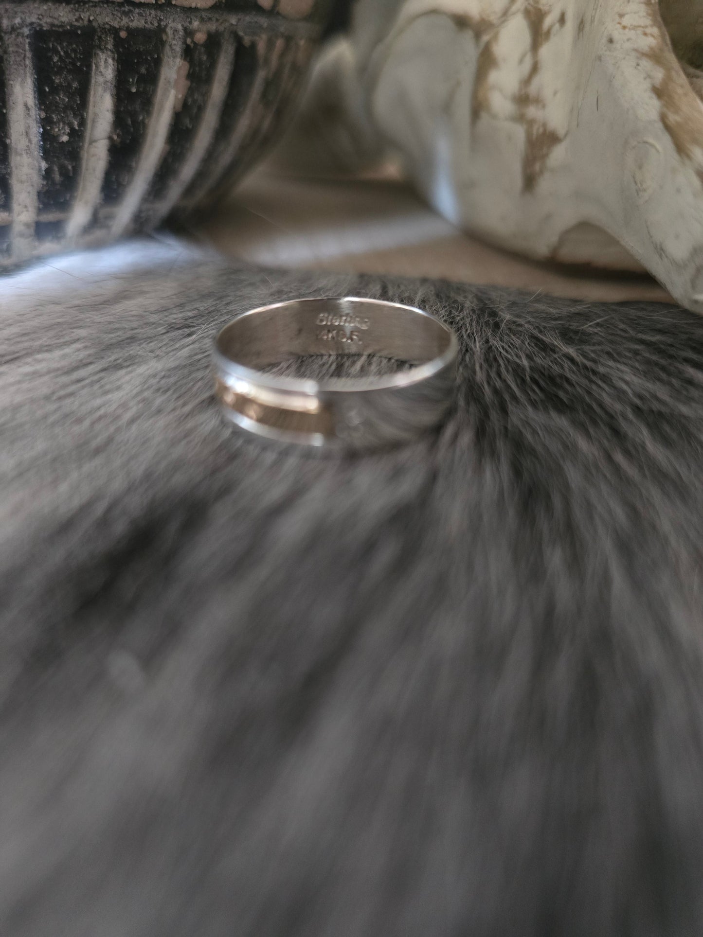 JUANITA PINO STERLING SILVER AND 14KT GOLD BAND