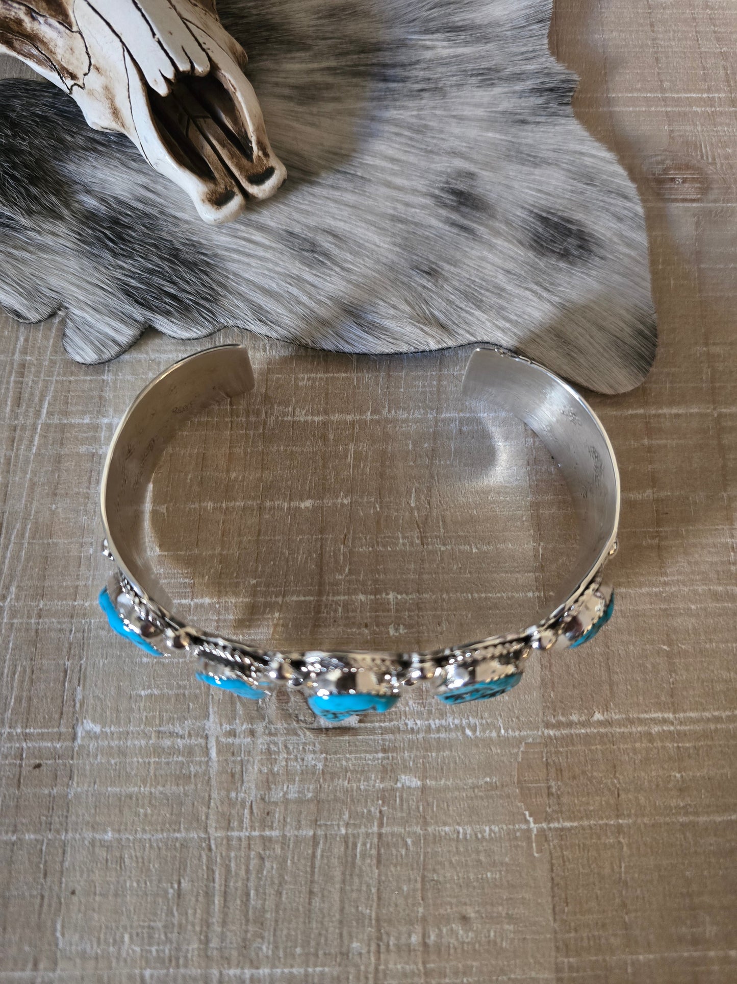 RAYMOND YAZZIE FIVE STONE KINGMAN TURQUOISE CUFF