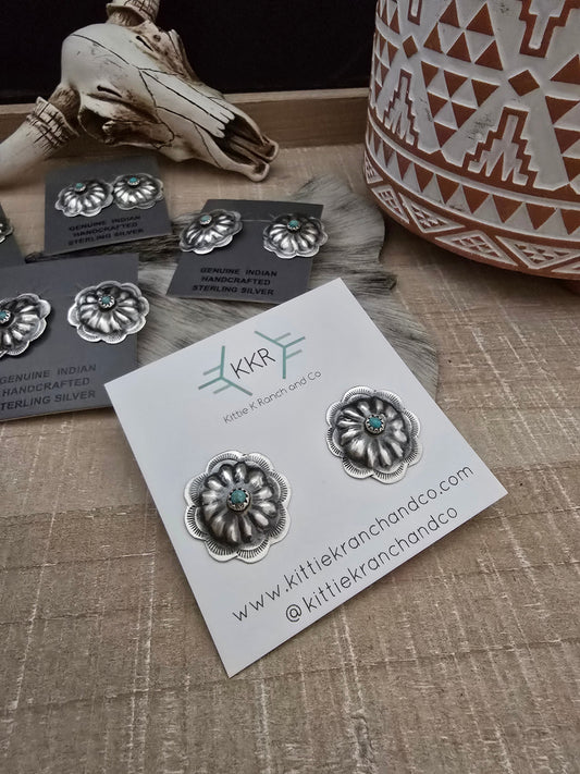 JOAN BEGAY LITTLE TURQUOISE CONCHO STUDS