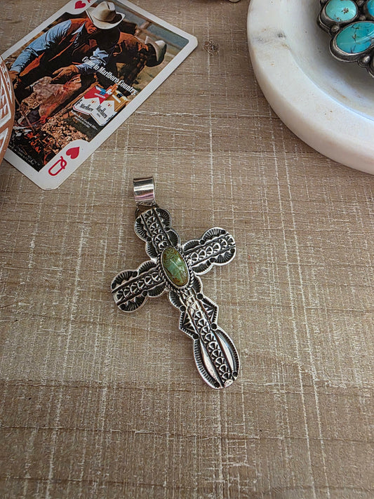 LEONARD MALONEY STAMPED CROSS PENDANT