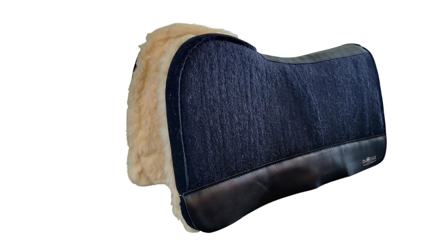 7/8" thick - 30"Lx30"W - Black Merino Wool with fleece - Open Wither