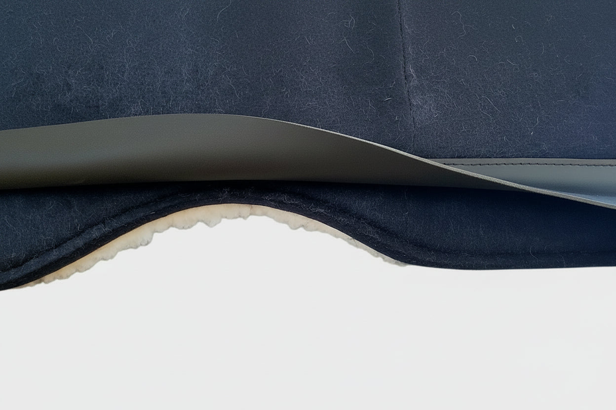 7/8" thick - 30"Lx30"W - Black Merino Wool with fleece - Open Wither