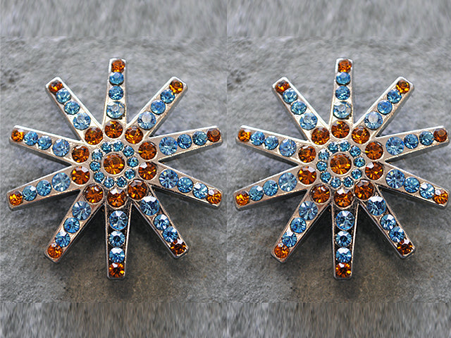 Western Screw Back Concho1 Turquoise Brown Spur Bling Headstall Tack