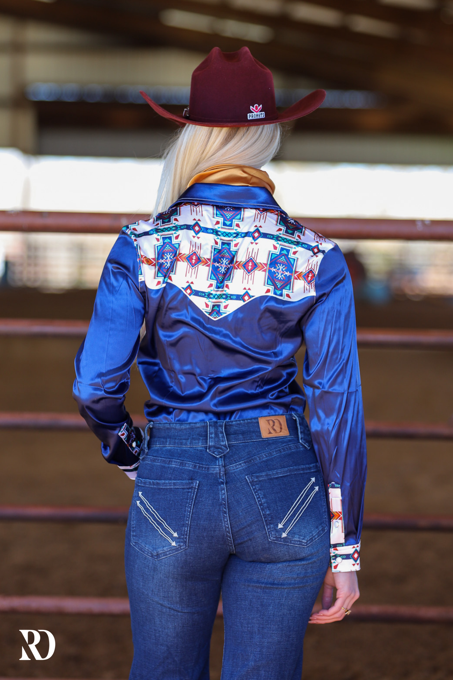 TUCSON NAVY SATIN PERFORMANCE RODEO SHIRT