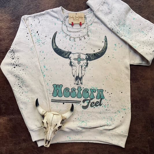Western Feel Skull Sweatshirt
