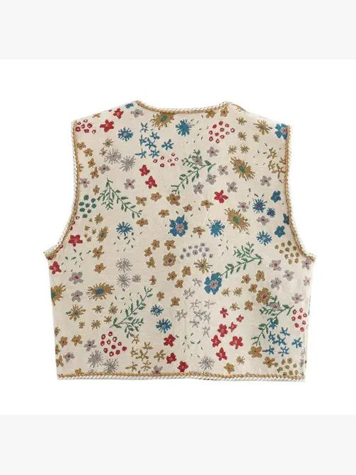 Floral Front tie Vest