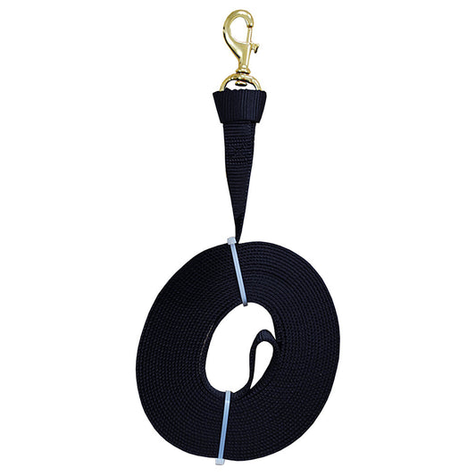 Weaver Black Flat Nylon Tack Horse Lunge Line W/Snap 1In. X 24Ft