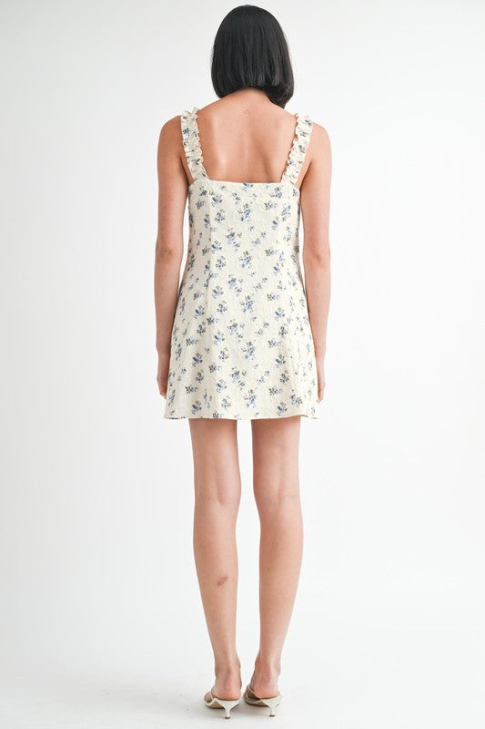 MINI RUFFLE BOW TIE DRESS