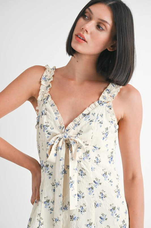 MINI RUFFLE BOW TIE DRESS