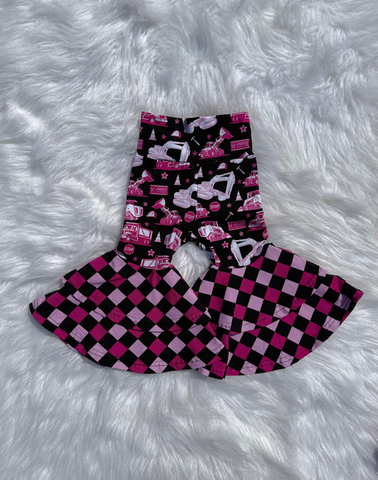 Pink Under Construction Double Bell Bottoms