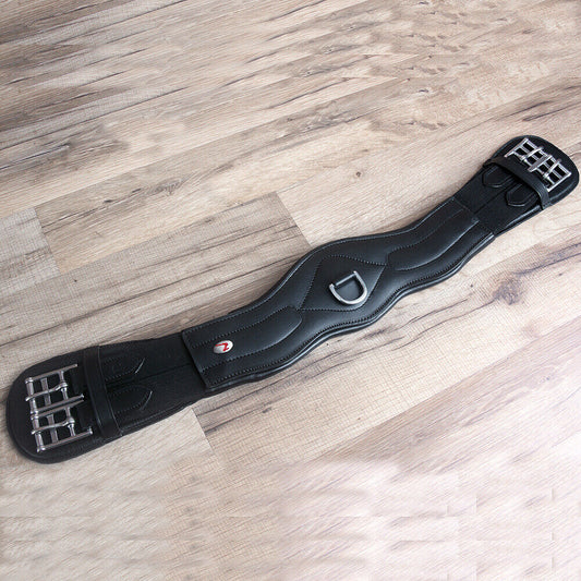 22" Horze Smooth Soft Leather Elastic Both End Dressage Horse Cinch Girth Black