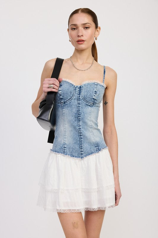 MINI CORSET DENIM DRESS