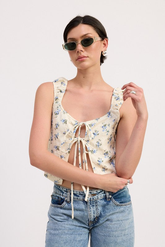 TIE FRONT PEASANT TOP