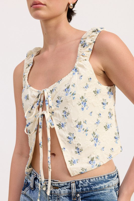 TIE FRONT PEASANT TOP